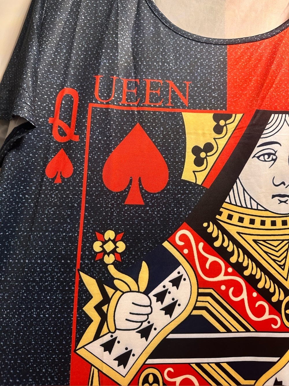Plus Size 3X (fits 1-2X) Queen of Spades Red & Black Graphic Tunic Tshirt Dress - Picture 2 of 8